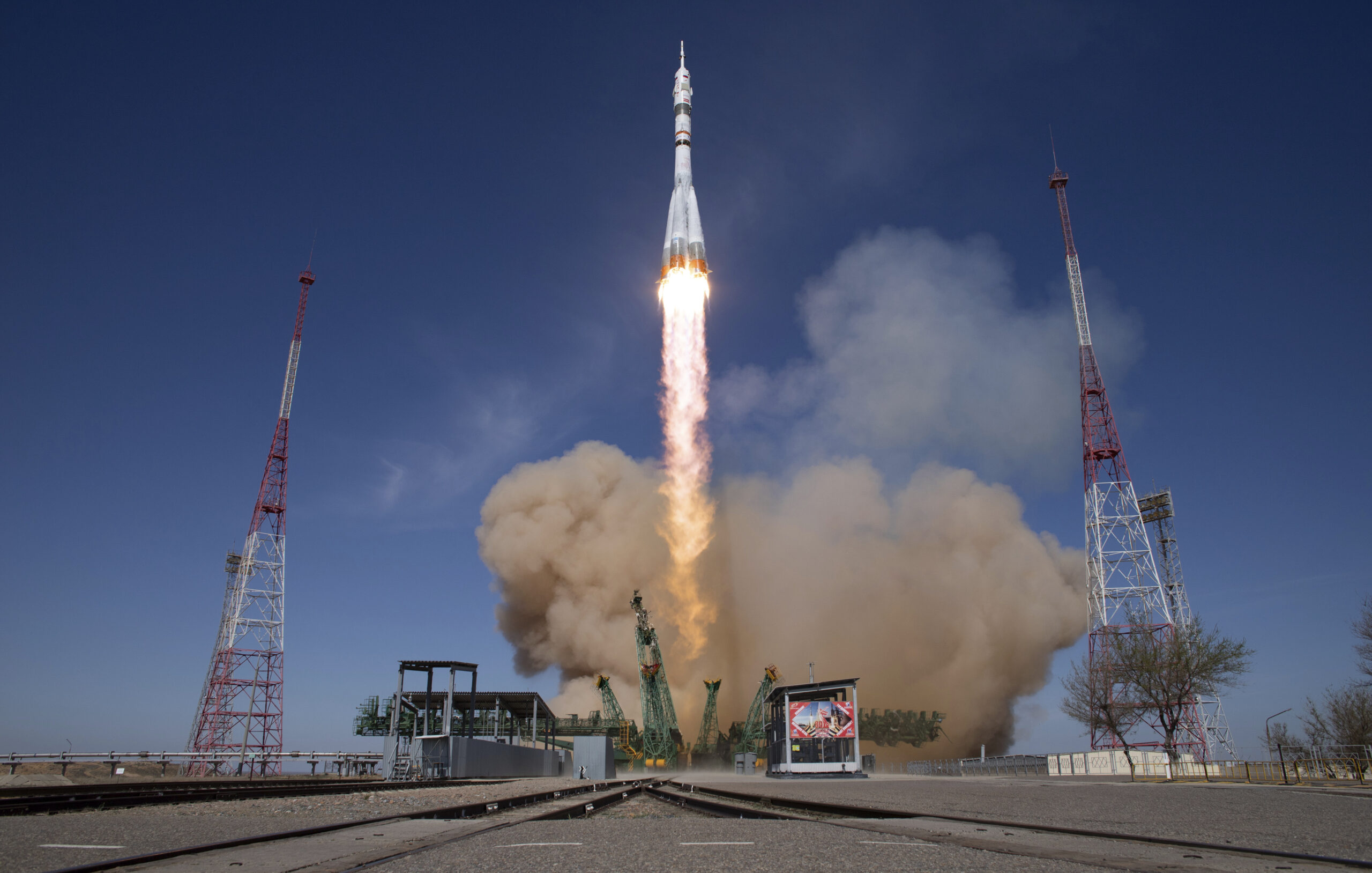 A us russian crew of 3 arrives at the international space station